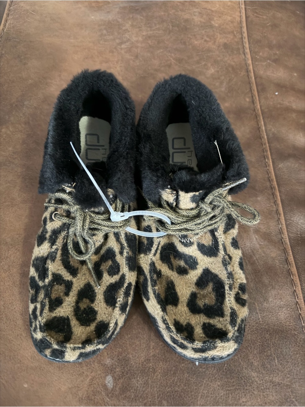 Hey Dude Women's Britt Leo Nut Leopard Fur Lined Casual Shoe Bootie US Size 7